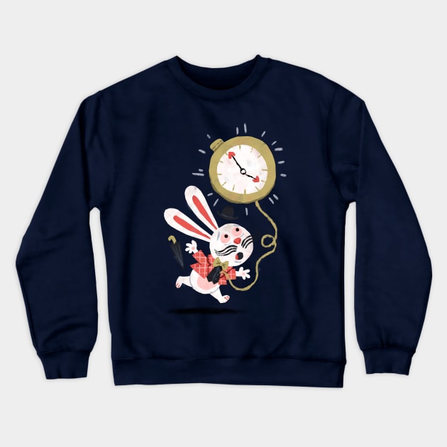 White Rabbit - Alice in Wonderland Crewneck Sweatshirt by WanderingBert